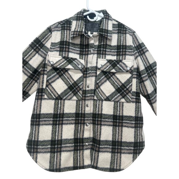Blank NYC Flannel Plaid Shirt Jacket Shacket Medium Wool Trucker Outdoors Fall - Picture 12 of 16